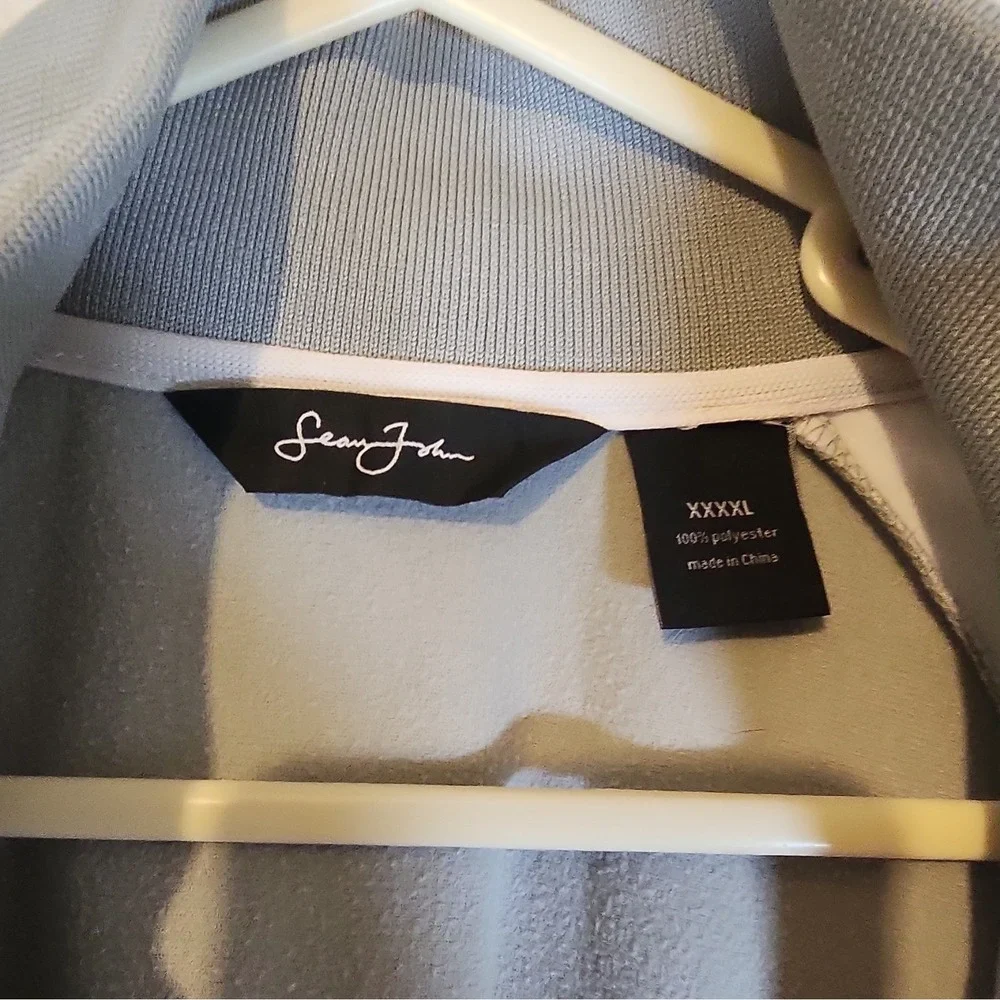 Sean John Men's Gray & White Track Jacket Full Zip Stand-Up Collar Logo Sz 4XL